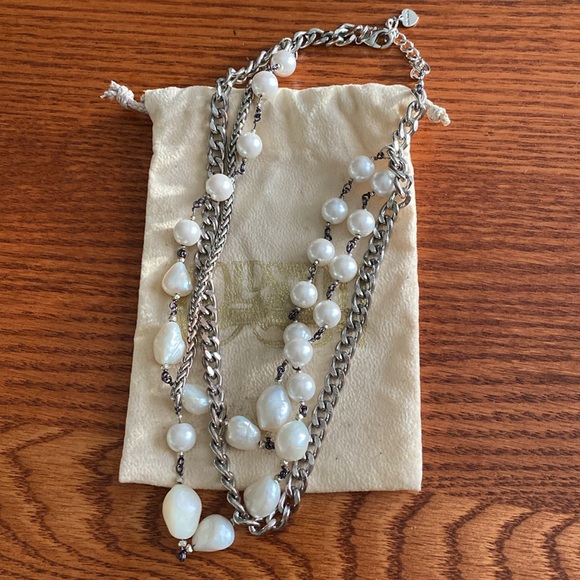 Nakamol Bold Silver Plated Fresh Water Pearl Necklace - Excellent Condition! - Picture 2 of 7
